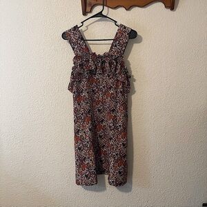Madewell X Karen Walker silk Mini dress Sz 2 Ruffled Floral Boho Granold